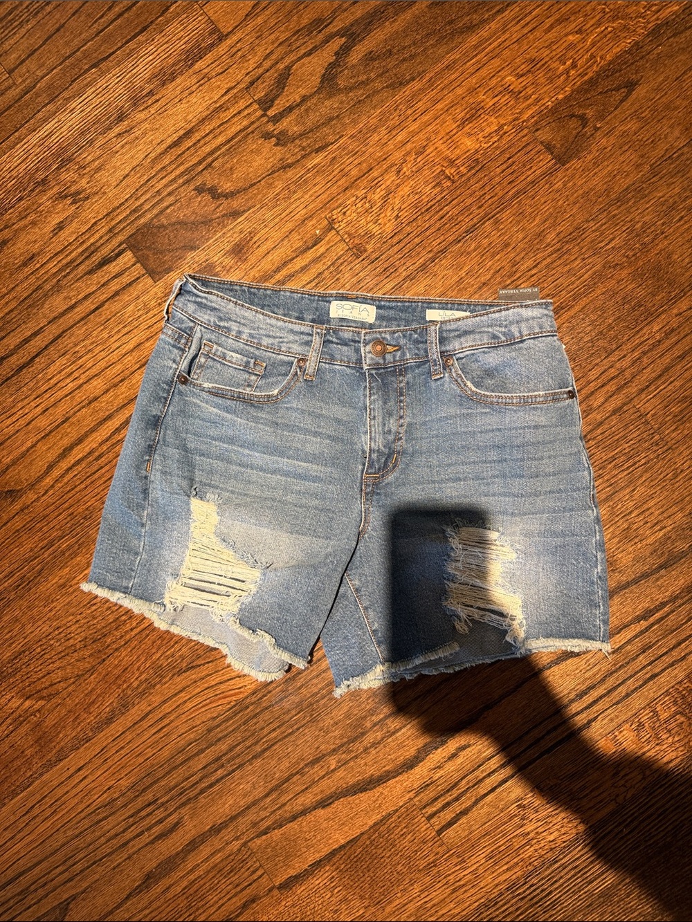 sofia by sofia vergara Distressed Light Blue Denim Shorts